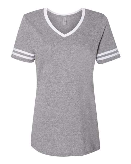 Women's Varsity Triblend V-Neck T-Shirt - Oxford/ White Front