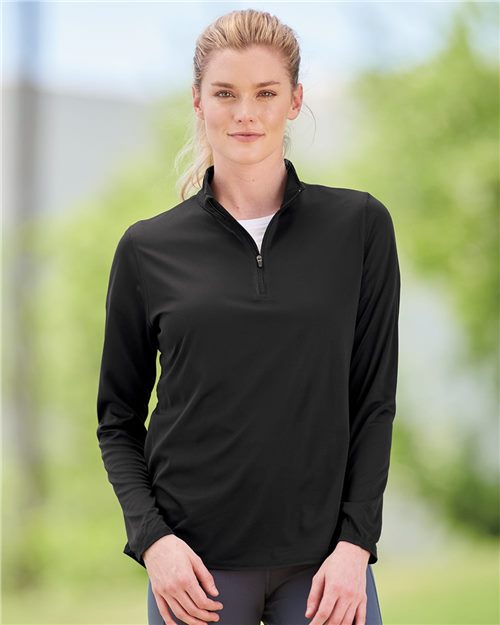 Women's Attain Color Secure® Performance Quarter-Zip Pullover - Black Front
