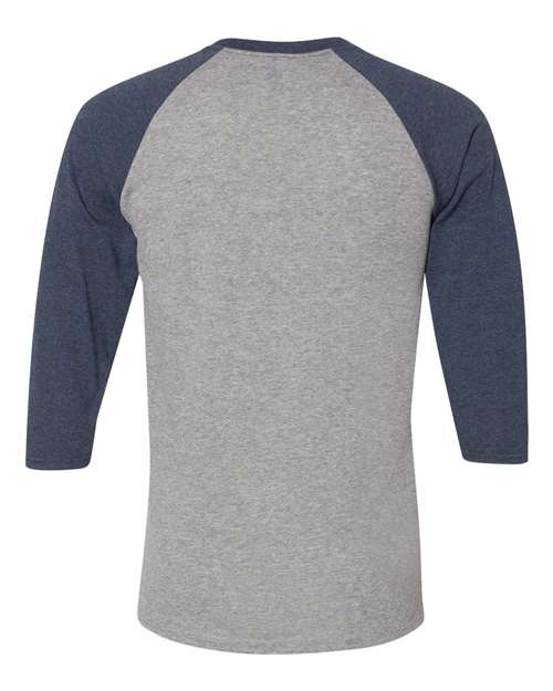 Unisex Triblend Three-Quarter Raglan Baseball T-Shirt - Oxford/ Indigo Heather Back