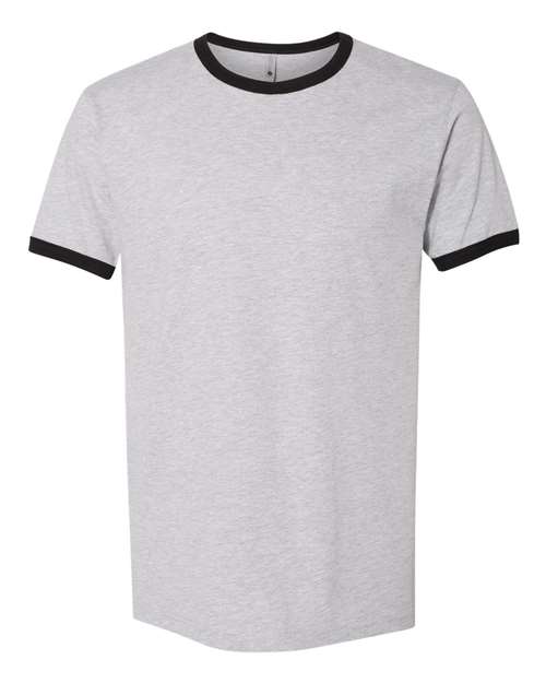 Unisex Cotton Ringer T-Shirt - Heather Grey/ Black Front