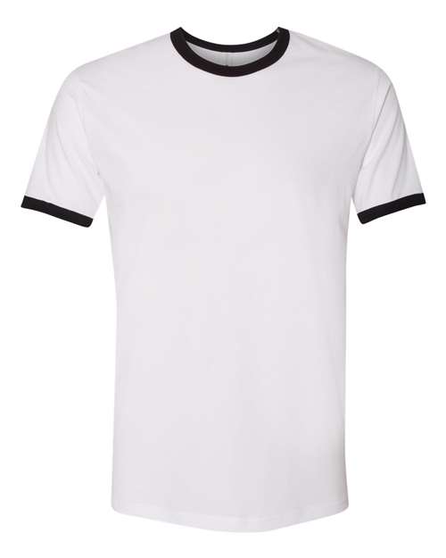 Unisex Cotton Ringer T-Shirt - White/ Black Front