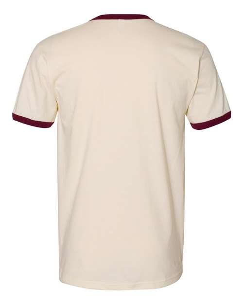 Unisex Cotton Ringer T-Shirt - Natural/ Maroon Back