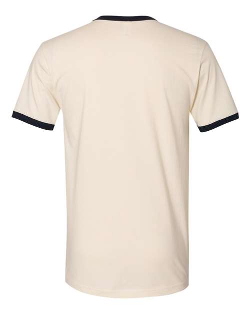 Unisex Cotton Ringer T-Shirt - Natural/ Midnight Navy Back