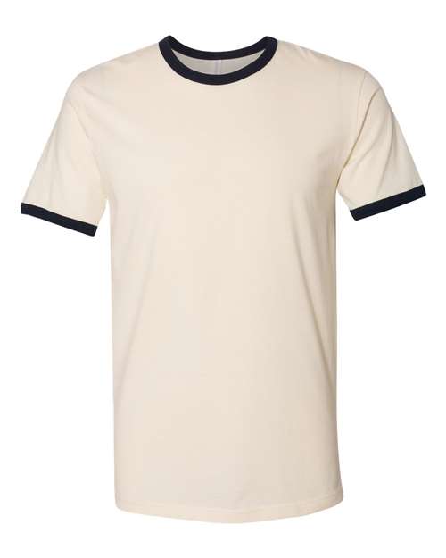 Unisex Cotton Ringer T-Shirt - Natural/ Midnight Navy Front