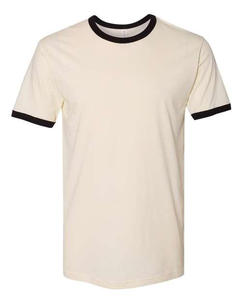 Unisex Cotton Ringer T-Shirt - Natural/ Black Front