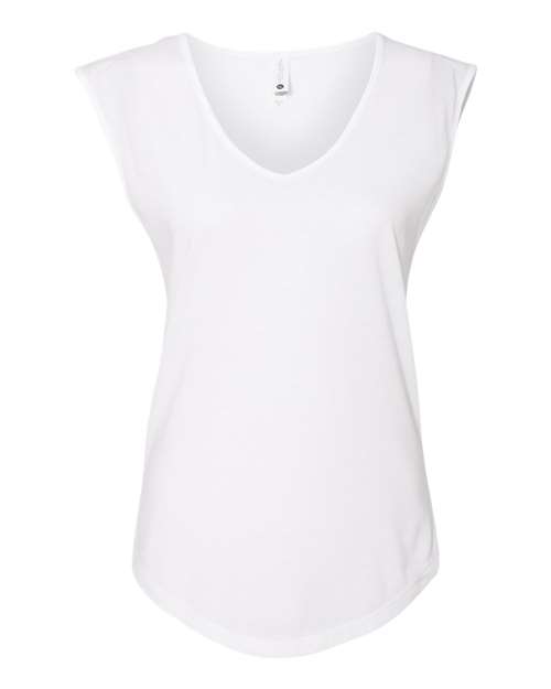 Women's Festival Sleeveless Deep V-Neck T-Shirt - White Front