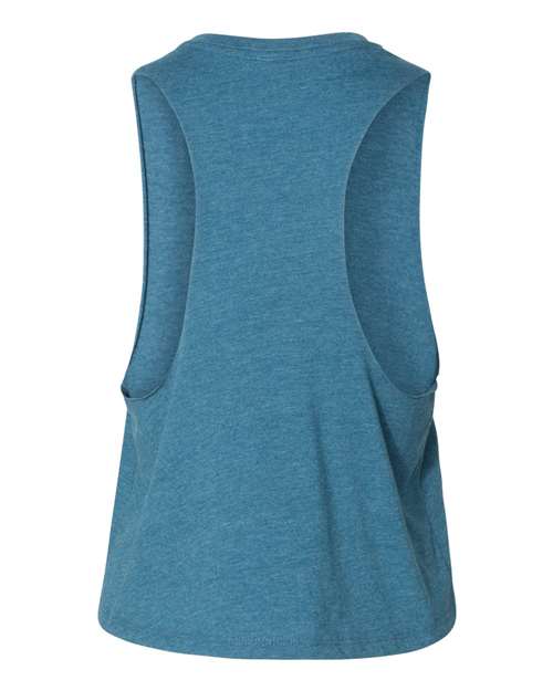 Women's Racerback Crop Tank - Heather Deep Teal Back