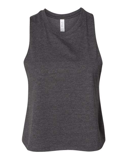 Women's Racerback Crop Tank - Dark Grey Heather Front