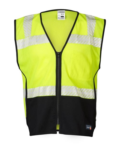 Unisex Premium Black Series® FR Black Bottom Mesh Vest - Lime Front