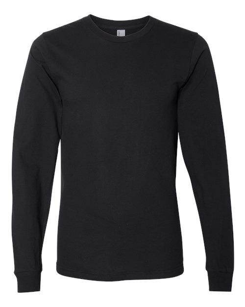 Unisex Fine Jersey Long Sleeve Tee - Black Front