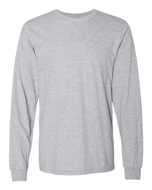 Unisex Fine Jersey Long Sleeve Tee - Heather Grey Front