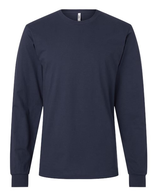Unisex Fine Jersey Long Sleeve Tee - Navy Front