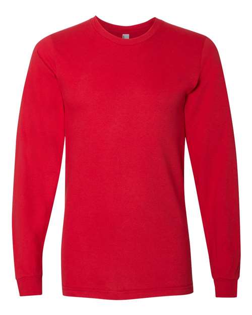 Unisex Fine Jersey Long Sleeve Tee - Red Front