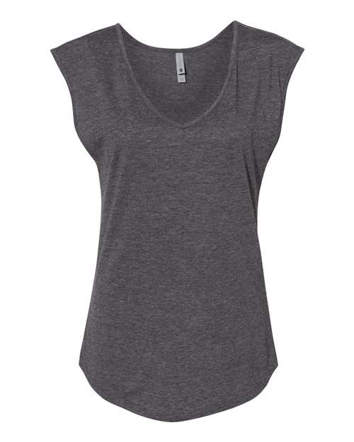 Women's Festival Sleeveless Deep V-Neck T-Shirt - Charcoal Front