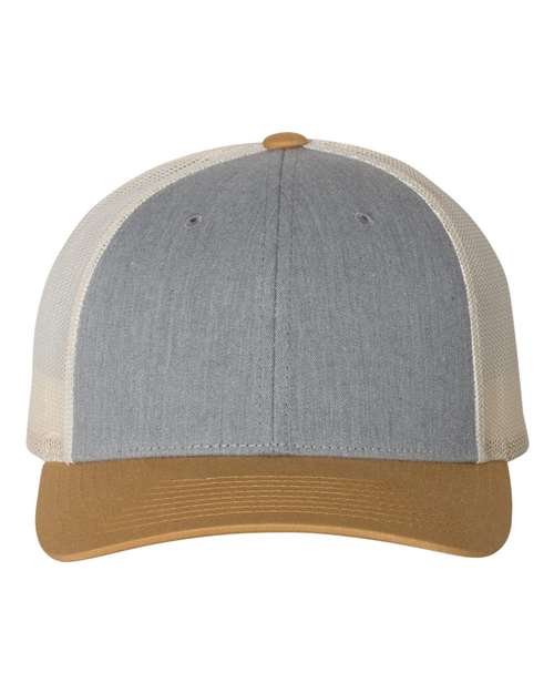 Low Pro Trucker Cap - Heather Grey/ Birch/ Amber Gold Front
