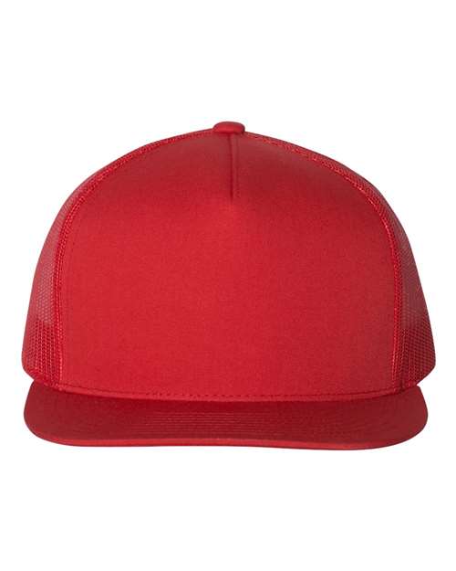 Classic Five-Panel Trucker Cap - Red Front