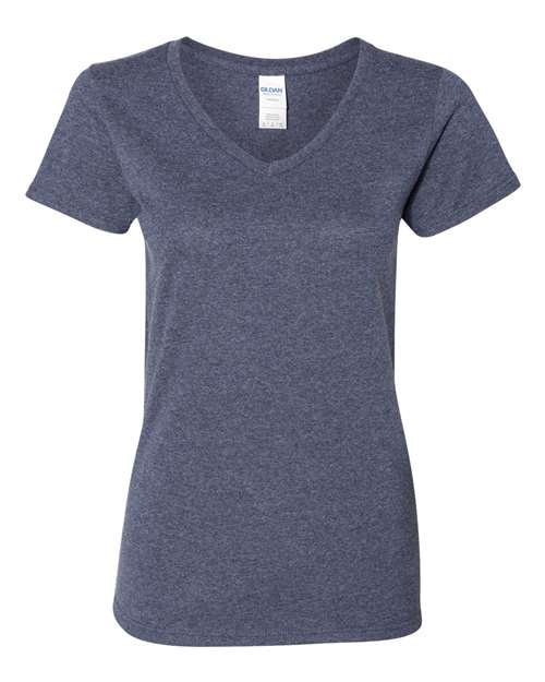 Women's Heavy Cotton™ V-Neck T-Shirt - Heather Navy Front