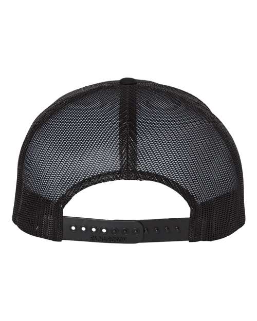 Wool Blend Flat Bill Trucker Cap - Black/ Black Back