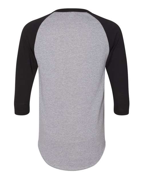 Unisex Three-Quarter Raglan Sleeve Baseball Jersey T-Shirt - Athletic Heather/ Black Back