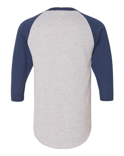 Unisex Three-Quarter Raglan Sleeve Baseball Jersey T-Shirt - Athletic Heather/ Navy Back