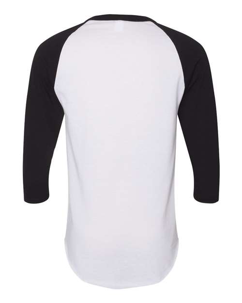 Unisex Three-Quarter Raglan Sleeve Baseball Jersey T-Shirt - White/ Black Back
