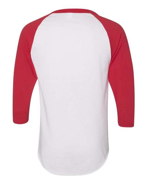 Unisex Three-Quarter Raglan Sleeve Baseball Jersey T-Shirt - White/ Red Back
