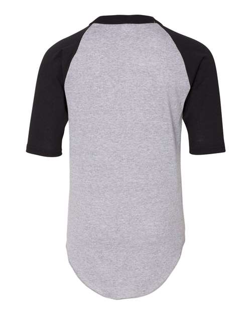 Youth Three-Quarter Sleeve Baseball Jersey - Athletic Heather/ Black Back