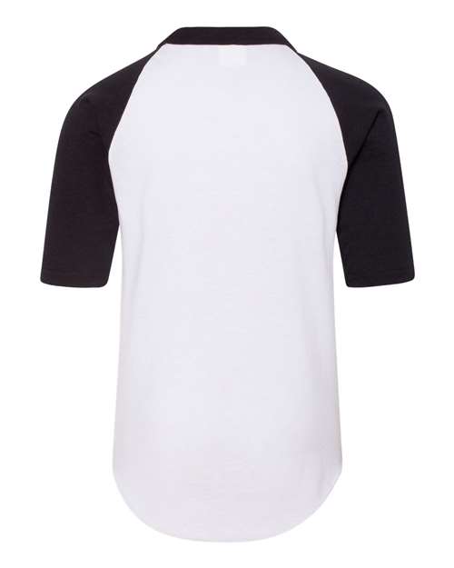 Youth Three-Quarter Sleeve Baseball Jersey - White/ Black Back