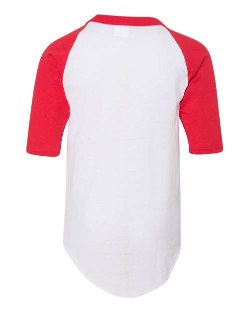 Youth Three-Quarter Sleeve Baseball Jersey - White/ Red Back