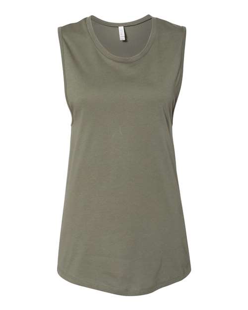Women's Jersey Muscle Tank - Military Green Front