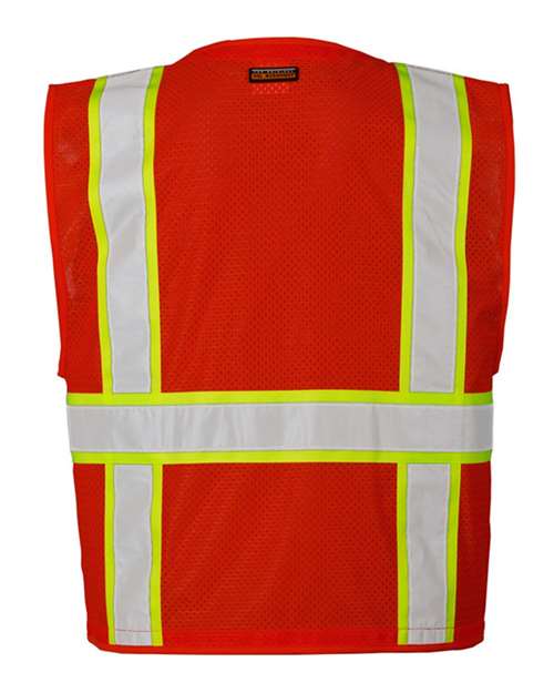 Unisex EV Series® Enhanced Visibility Multi-Pocket Mesh Vest - Red/Lime - B103 Back