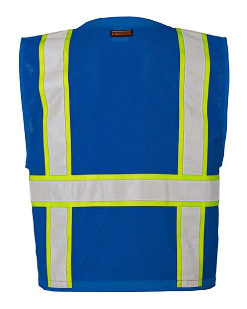 Unisex EV Series® Enhanced Visibility Multi-Pocket Mesh Vest - Royal Blue/ Lime - B102 Back