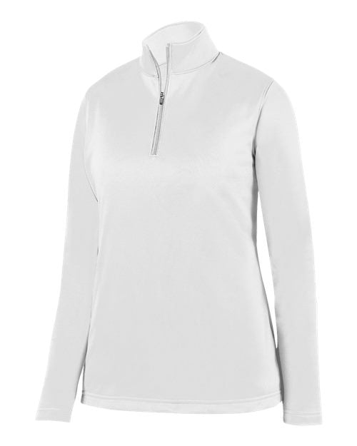 Augusta Sportswear Women's Wicking Fleece Quarter-Zip Pullover - White Front