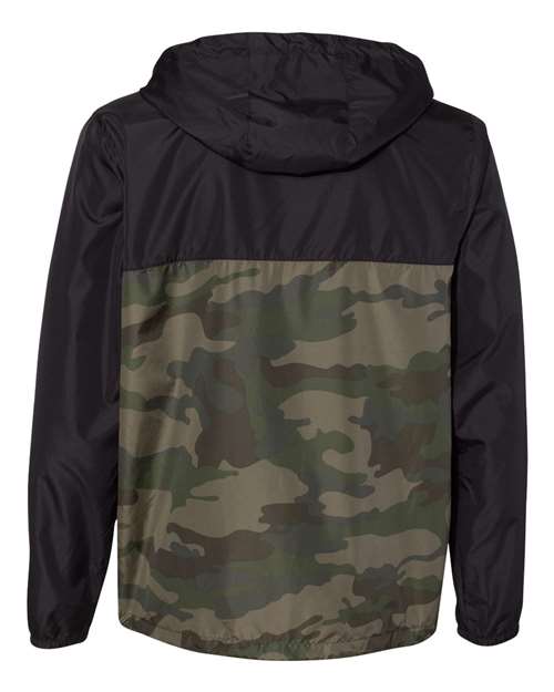 Men's Lightweight Windbreaker Full-Zip Jacket - Black/ Forest Camo Back