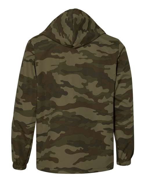Men's Water-Resistant Hooded Windbreaker - Forest Camo Back