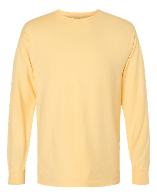 Unisex Garment-Dyed Long Sleeve T-Shirt - Summer Squash Yellow Front