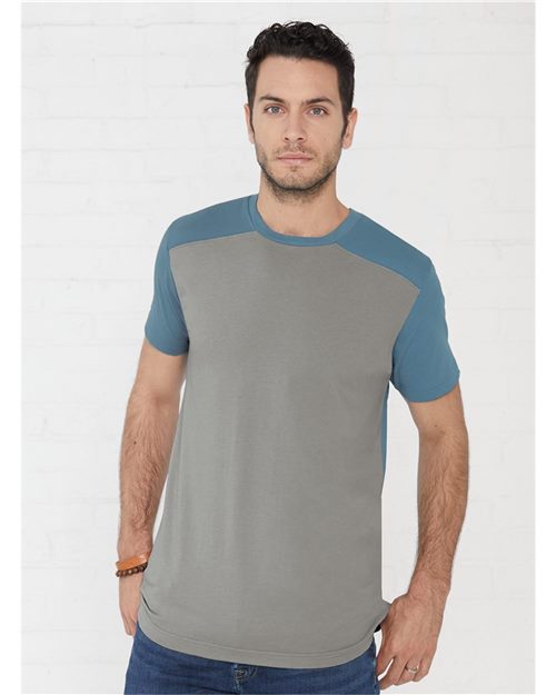 Unisex Forward Shoulder Fine Jersey Tee - Granite Heather/ Vintage Smoke Front