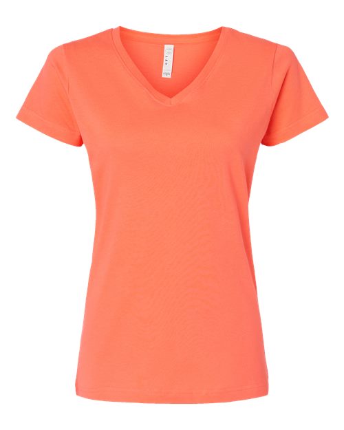 Women's Fine Jersey V-Neck Tee - Papaya Front