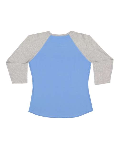 Women's Baseball Fine Jersey Three-Quarter Sleeve Tee - Carolina Blue/ Vintage Heather Back