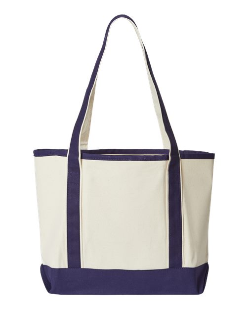 Promotional Heavyweight Medium Beach Tote - Natural/ Navy Back