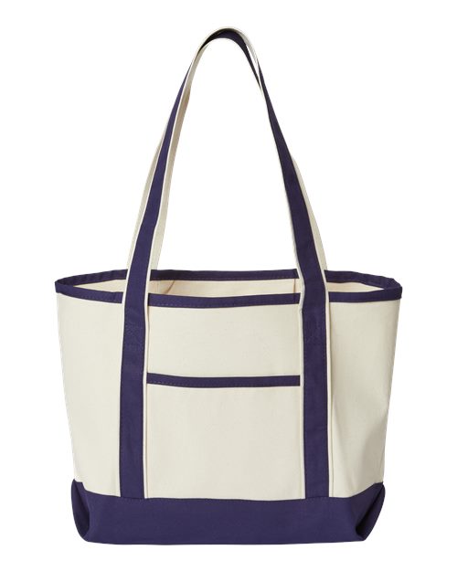 Promotional Heavyweight Medium Beach Tote - Natural/ Navy Front