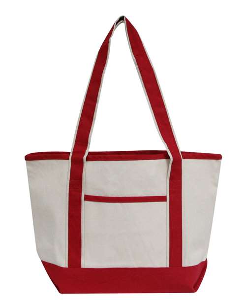 Promotional Heavyweight Medium Beach Tote - Natural/ Red Front