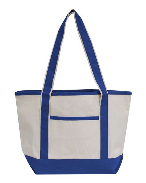 Promotional Heavyweight Medium Beach Tote - Natural/ Royal Front
