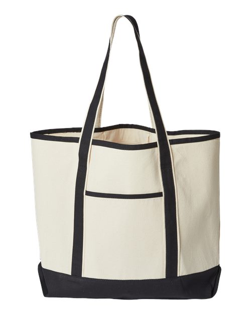 Promotional Heavyweight Large Beach Tote - Natural/ Black Front