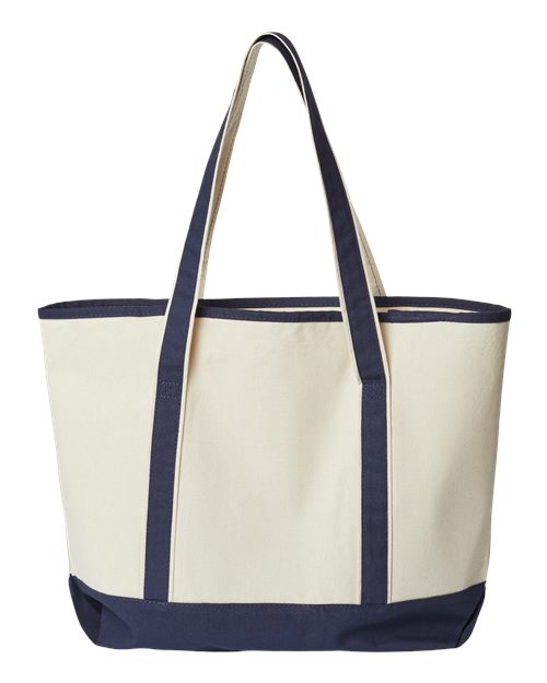 Promotional Heavyweight Large Beach Tote - Natural/ Navy Back