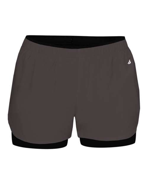 Women's Double Up Shorts - Graphite/ Black Front