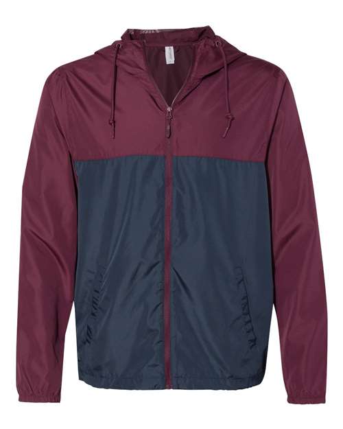 Men's Lightweight Windbreaker Full-Zip Jacket - Maroon/ Classic Navy Front