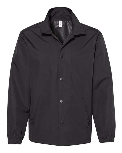 Men's Water-Resistant Windbreaker Coach’s Jacket - Black/ Black Front