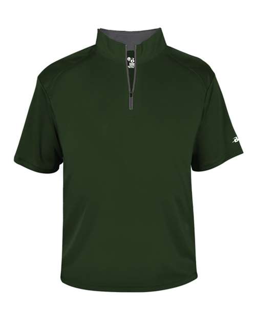 Men's B-Core Short Sleeve Quarter-Zip - Forest/ Graphite Front