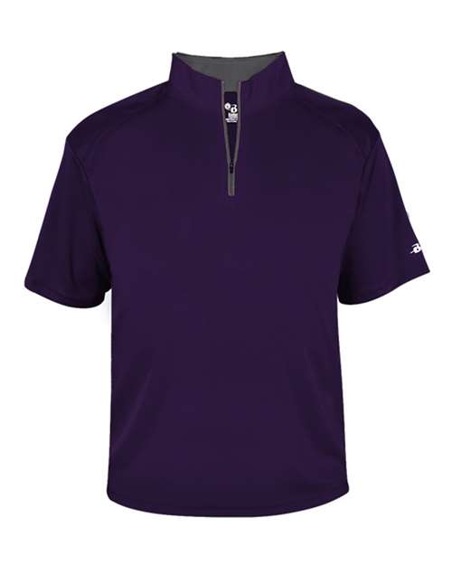 Men's B-Core Short Sleeve Quarter-Zip - Purple/ Graphite Front